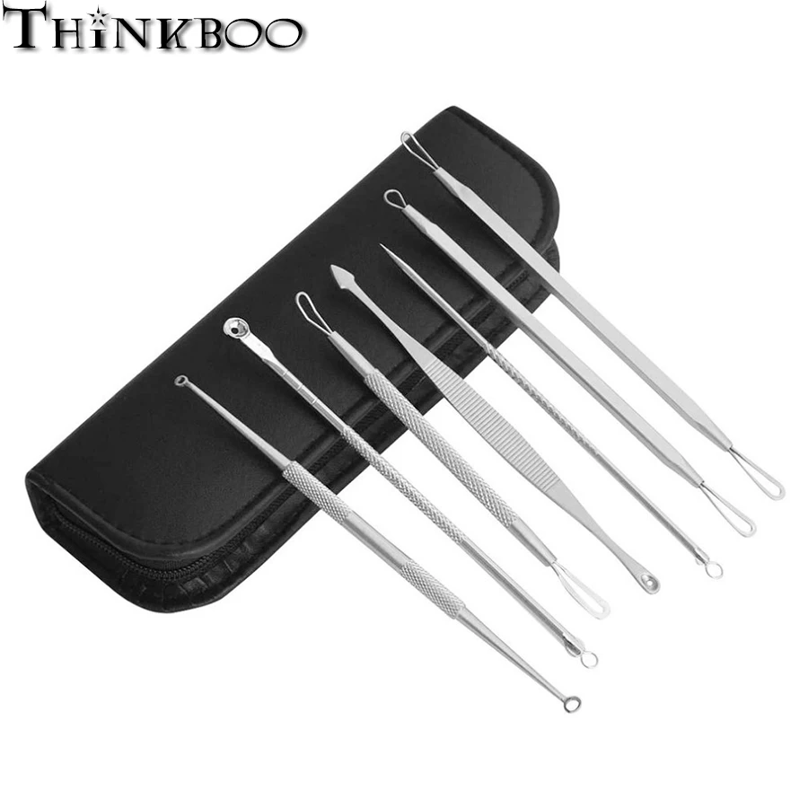 7 шт./компл. игла для удаления угрей лица Пинцет Набор прыщей из нержавеющей стали