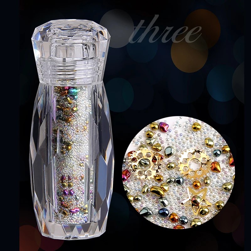 New 3D Nail Art Decorations 5 Color Acrylic Beads Shiny Charm Rhinestones Decoration DIY UV Gel Polish Nails Manicure Tools | Красота и