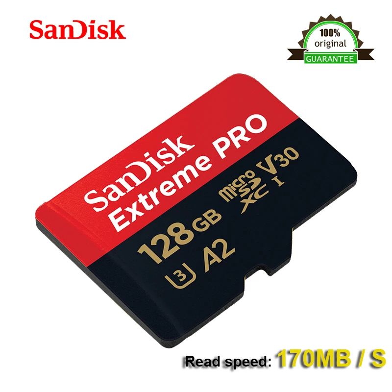 SanDisk Extreme PRo microSDXC UHS I 64 Гб 128 карта памяти micro SD TF 170 МБ/с./с класс 10 U3 A2 с адаптером 100%