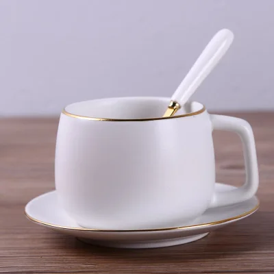 02 Set Керамика кофейная чашка с блюдо кружка для чая и кофе кружка для молока на завтрак фарфоровая кофейная чашка и блюдце с множеством ложка подарочная коробка - Цвет: 02 Set