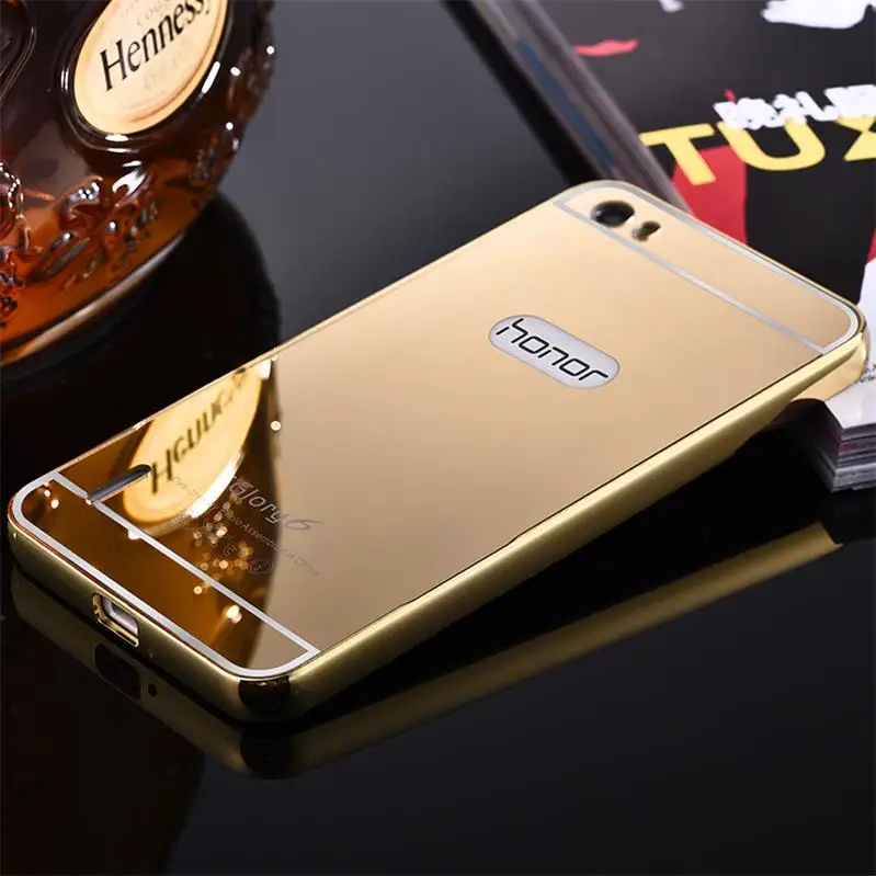 Xinchentech для huawei Honor 6 Чехол роскошный зеркальный металлический алюминиевый каркас+ акриловая жесткая задняя крышка для Honor 6 сумка аксессуары Coque - Цвет: Mirror gold