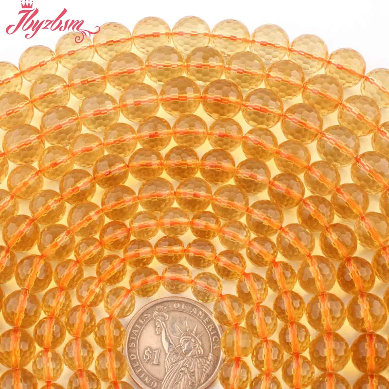 6 8 10 мм Круглые граненые бусы желтый кристалл Кварцевый Камень Бисер для DIY