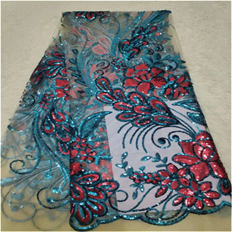 Супер! Новая ткань с блестками сетчатая цветная кружевная материал 5 ярдов/Лот!