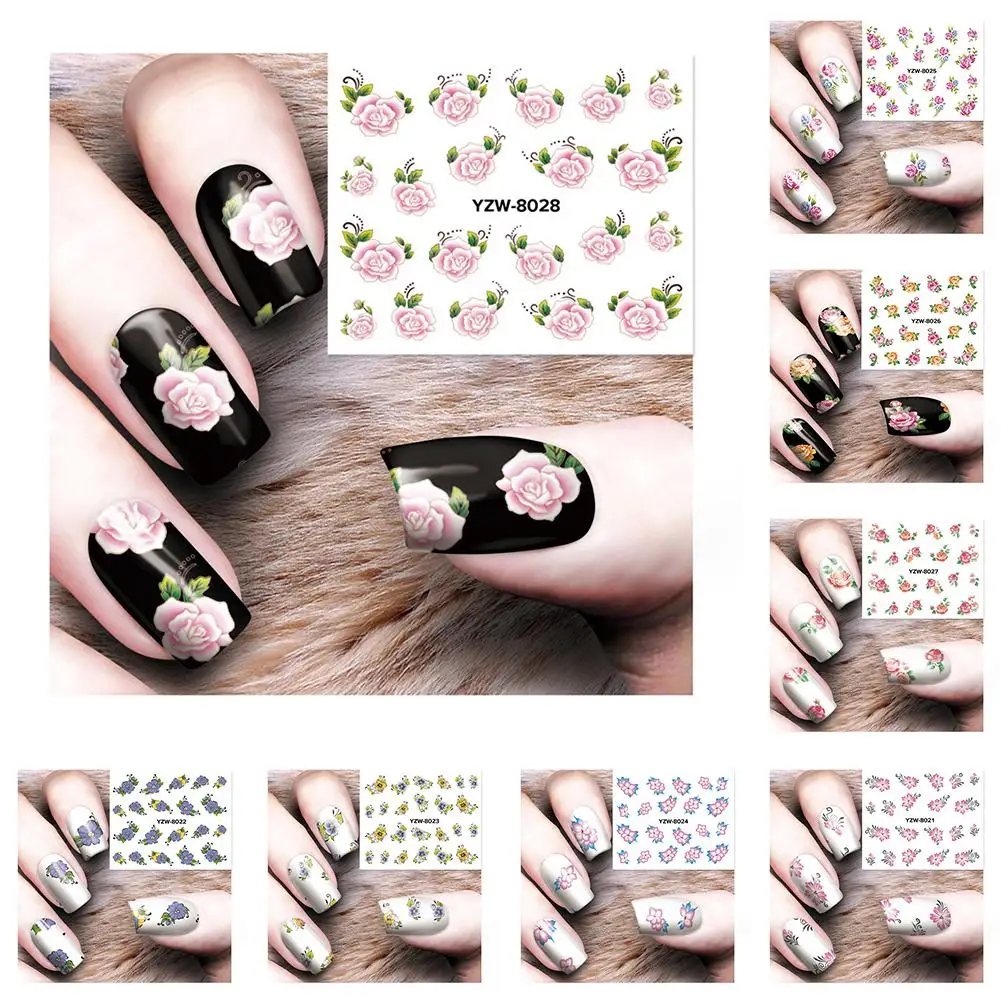 1 лист Мода цветок Роза полное покрытие наклейка водостойкие Женщины Nail Art