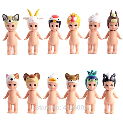 Sonny Angel Animal Sonny Angel сладкие животные морской серии ПВХ Фигурки Kawaii печенье попкорн Мини Коллекционная модель детские игрушки кукла подарок 12 шт - Цвет: Sonny Angel Animal
