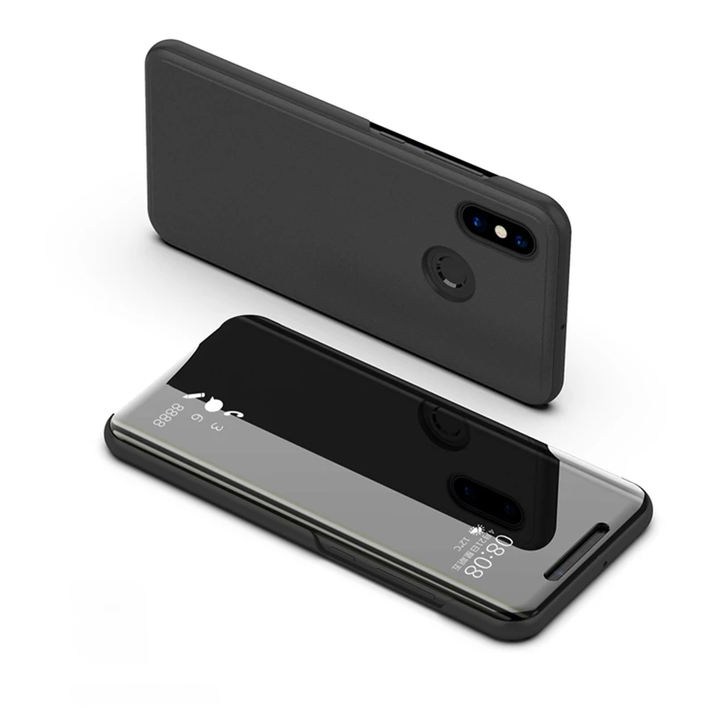 Черный Прозрачный чехол-книжка из поликарбоната для телефона Xiaomi 5C F1 Max Mix 2 3 5X6X9 8 SE Lite Redmi Note 6 7 5 Pro 5 Plus S2 Go - Цвет: Черный
