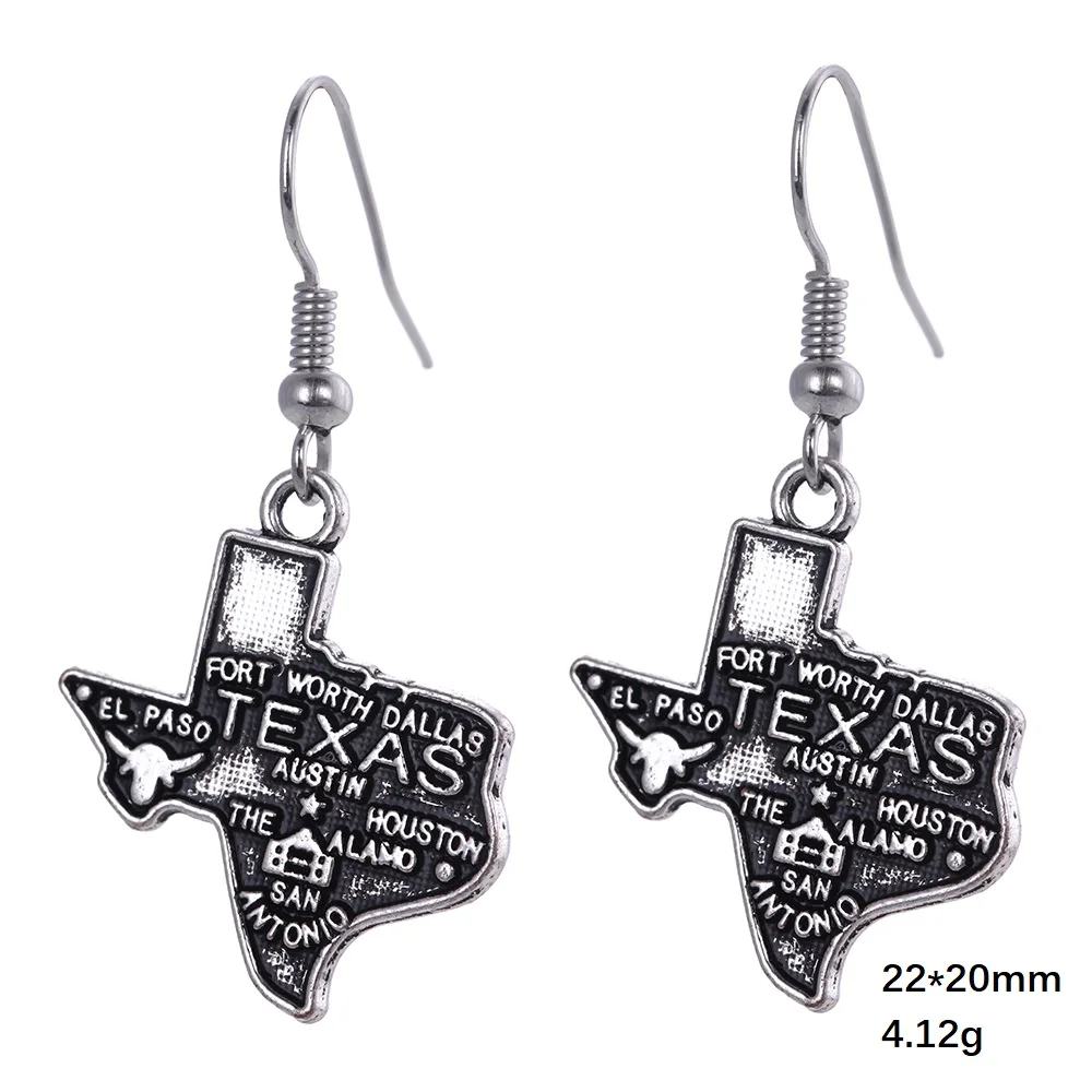 Рыбий крючок карта штатов США серьги и подвески из Техаса контур состояние Шарм в