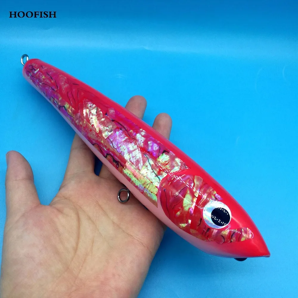 Hoofish 1 шт. Topwater деревянная палка приманки GT поверхности троллинг приманки 120 г/22 см 3 цвета deep sea ручной работы Рыбалка приманку