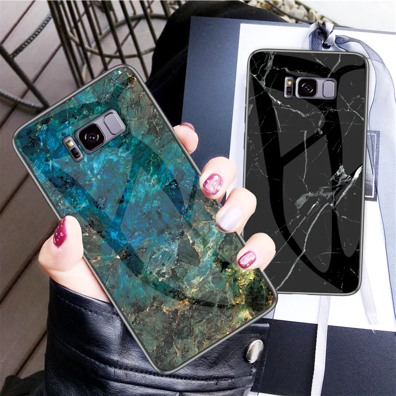Роскошный мраморный узор стеклянный чехол для телефона samsung Galaxy S8 Plus из