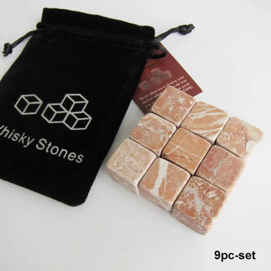 9pc red Drixon натуральные камни для виски, потягивающий кубик льда, камень для виски, охладитель для виски, рок, свадебный подарок, рождественский бар - Цвет: 9pc red