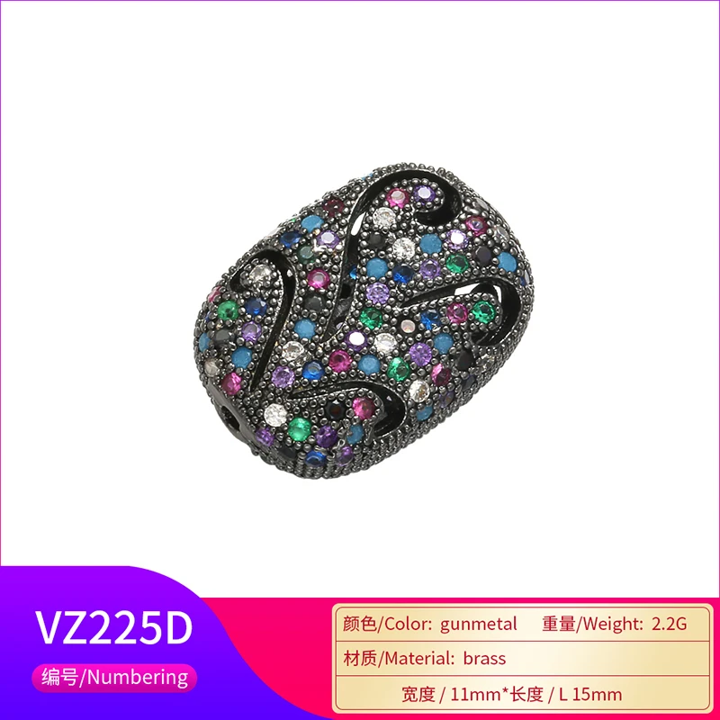 ZHUKOU, модный, 11x15 мм, прямоугольный, женский, полый, для конфет, хрустальные бусины для ожерелья, сережек, браслетов, аксессуаров VZ225