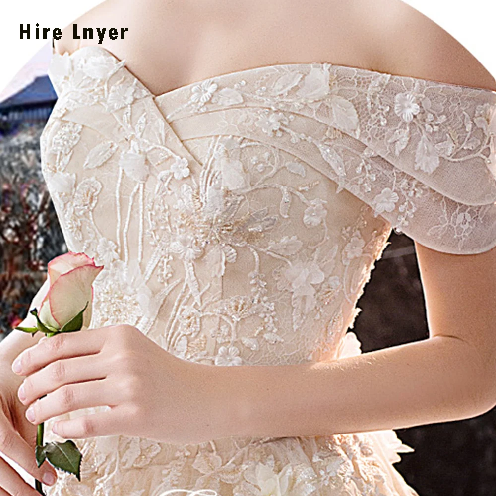 Vestido De Noiva Princesa 2019 вырез лодочкой короткий рукав бисероплетение Аппликации