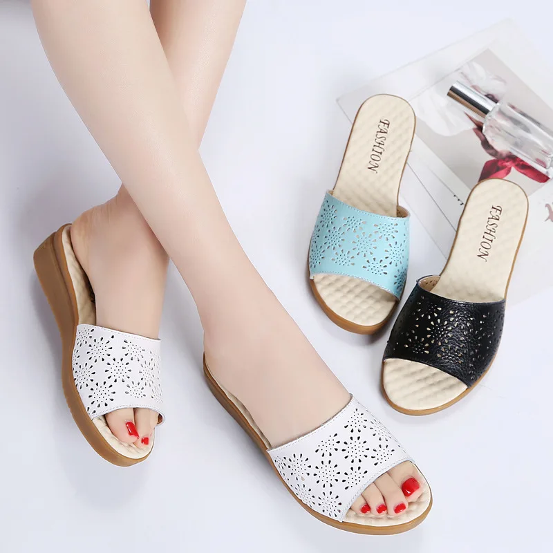 Женские сандалии из натуральной коровьей кожи обувь на плоской подошве женские