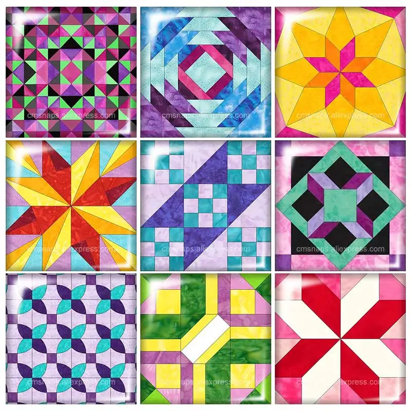

Colorful Origami pattern Square glass cabochon mixed 12mm/20mm/25mm/30mm Size flat back DIY Jewelry Findings Components FB0003