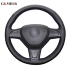 GKMHiR DIY ручной работы черного цвета из искусственной кожи чехол рулевого колеса автомобиля для Skoda Yeti 2014 2015 2016 быстрого 2015