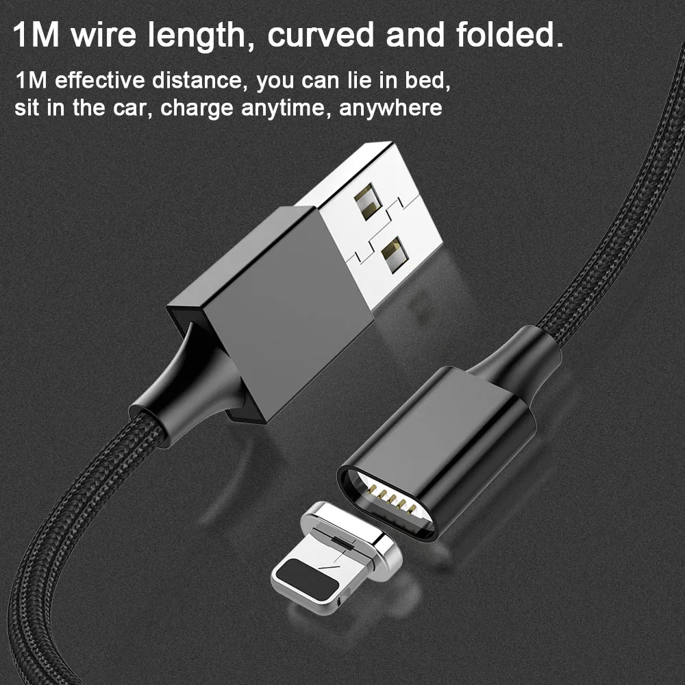Магнитный зарядный кабель 3 в 1 8 Pin Lighting для iPhone X XS XR 7 Plus Micro USB Type C Xiaomi Huawei кабели