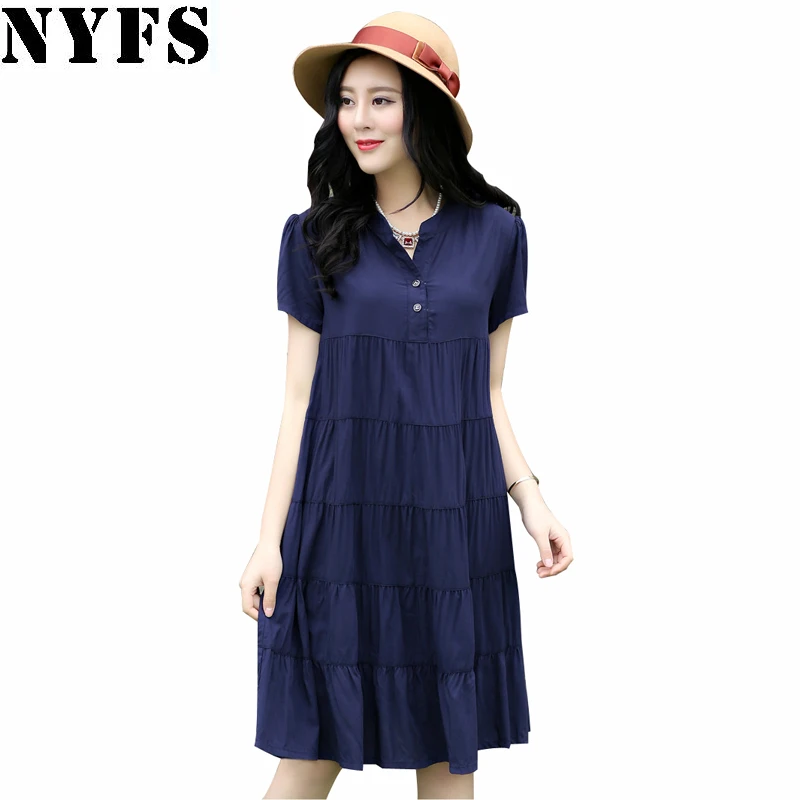 Женское винтажное платье с принтом NYFS свободное офисное коротким рукавом модель