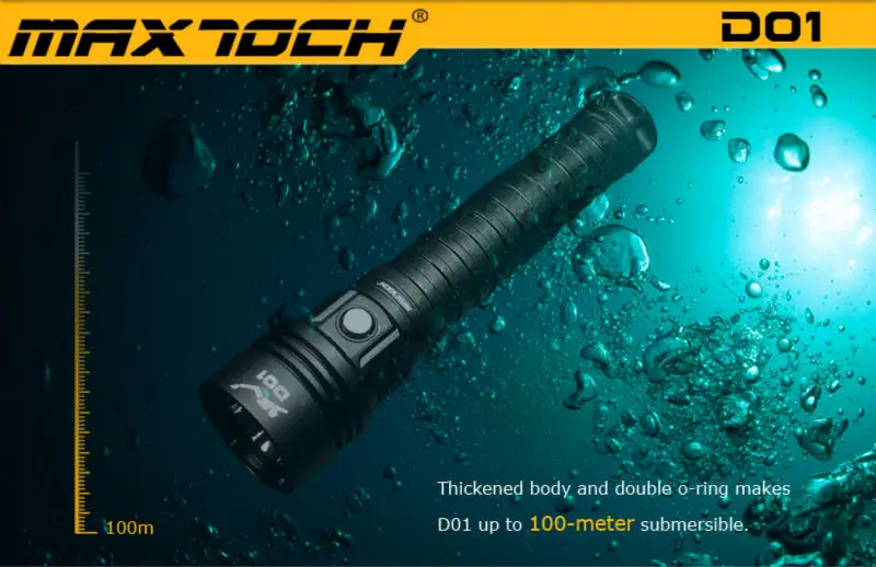 MAXTOCH D01 2500lm XHP50.2 светодиодный фонарь для дайвинга DO1, водонепроницаемый, для дайвинга, без темного центрального луча, фонарик для дайвинга