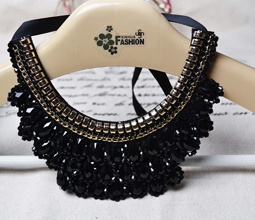 Ожерелье с подвесным воротником ручной работы черное ожерелье кристаллами и