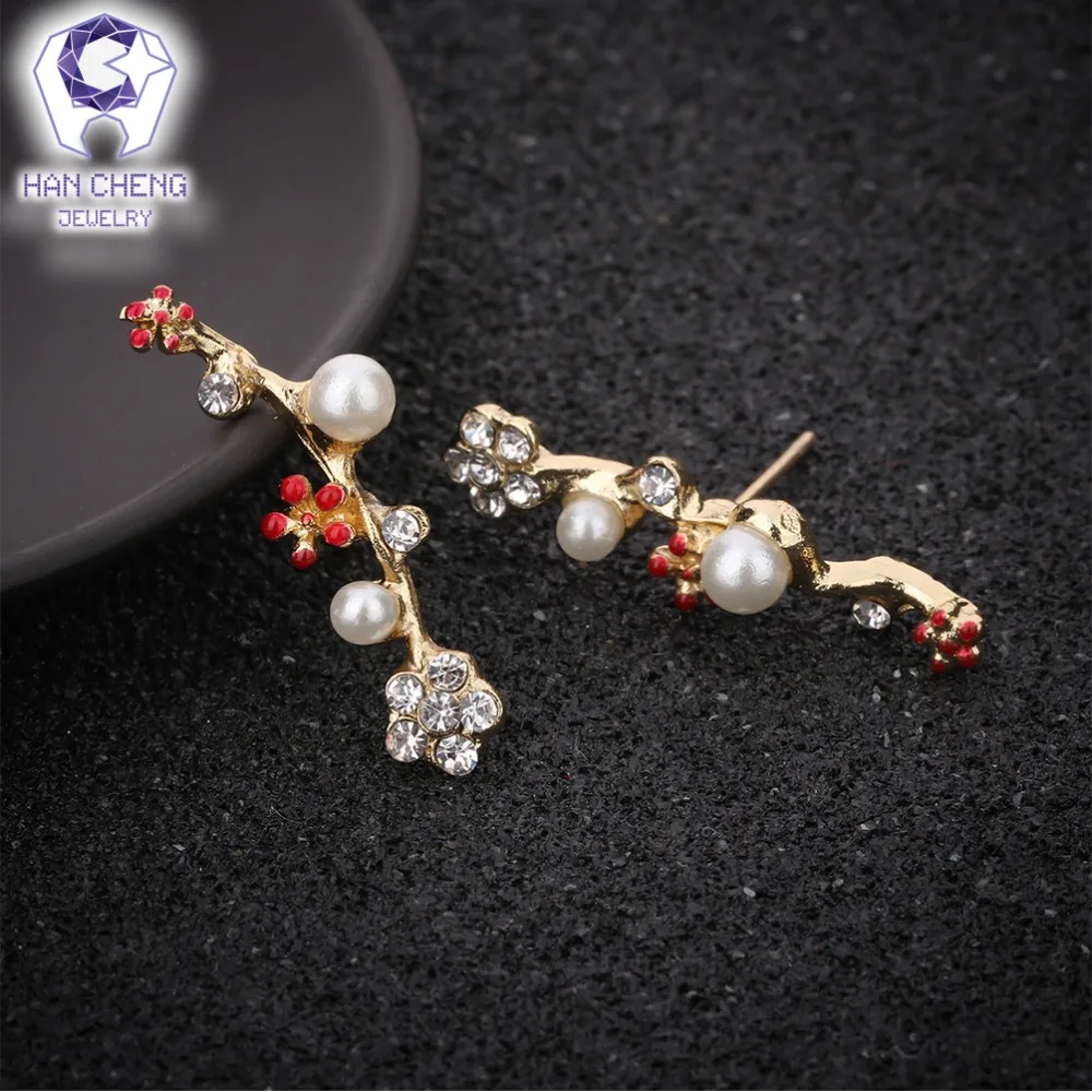 HanCheng новые серьги гвоздики с золотым покрытием и жемчугом|Серьги-гвоздики| |