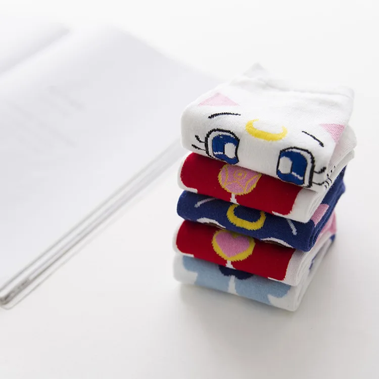 Носки женские хлопковые носки с картинками следы день милый мультфильм лодка |