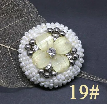 DIY Высокое качество bling-bling большой жемчуг бисером розовый/зеленый/синий/черный жемчуг круглая кнопка со стразами пальто кнопка - Цвет: 19  37MM