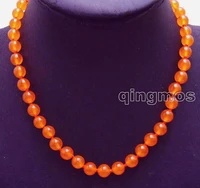 small 8mm orange round stone 17 necklace nec5655