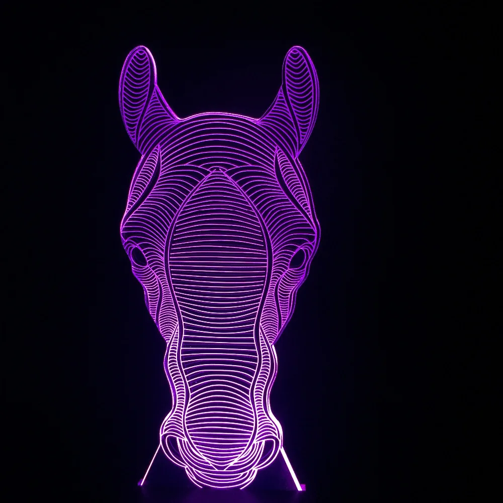 Luminaria 3D животное маленькая лампа в форме лошадиной головы 7 видов цветов