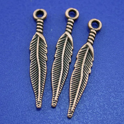 

70pcs copper-tone feather charms H2252