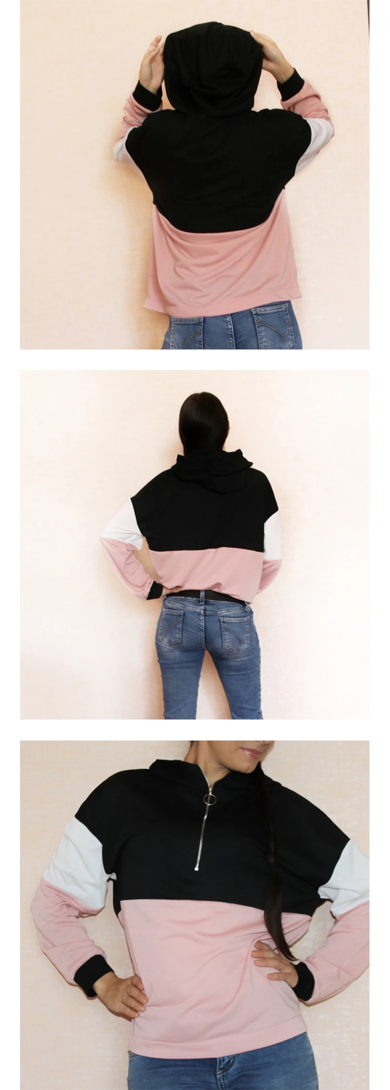 Dotfashion толстовка с капюшоном на молнии, Женская Повседневная Осенняя толстовка с капюшоном и длинным рукавом, женские разноцветные пуловеры