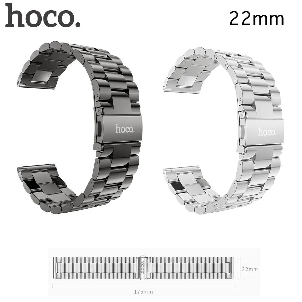 HOCO 22 мм 3 бусы из нержавеющей стали ремешок для Xiaomi Huami AMAZFIT спортивные Смарт-часы