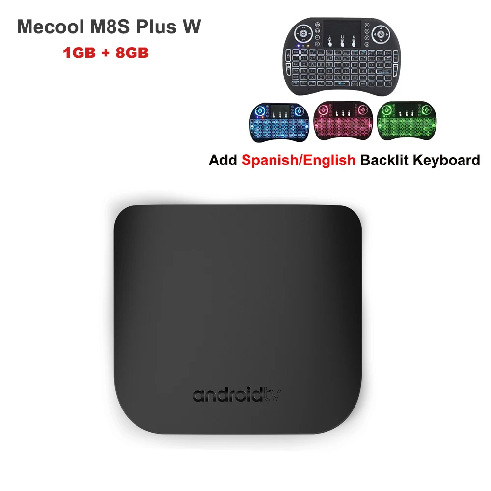 MECOOL M8S Plus W andriod tv box Amlogic S905W smart iptv медиаплеер 4K ТВ-приставка проверка, чем h96 max plus km9 pro km3 - Цвет: Add I8BL ES Keyboard