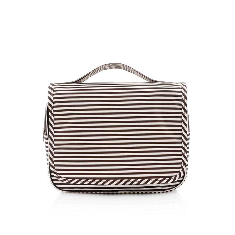 Brown stripes Портативная дорожная сумка с петлями для Хранения Туалетных принадлежностей звездное небо водонепроницаемый органайзер для макияжа Фламинго косметическое хранение - Цвет: Brown stripes