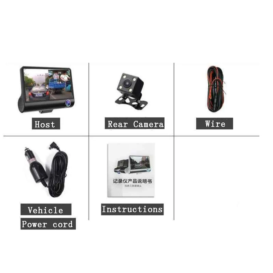 4 &quotдвойной объектив Автомобильный видеорегистратор Камера HD 1080P портативная