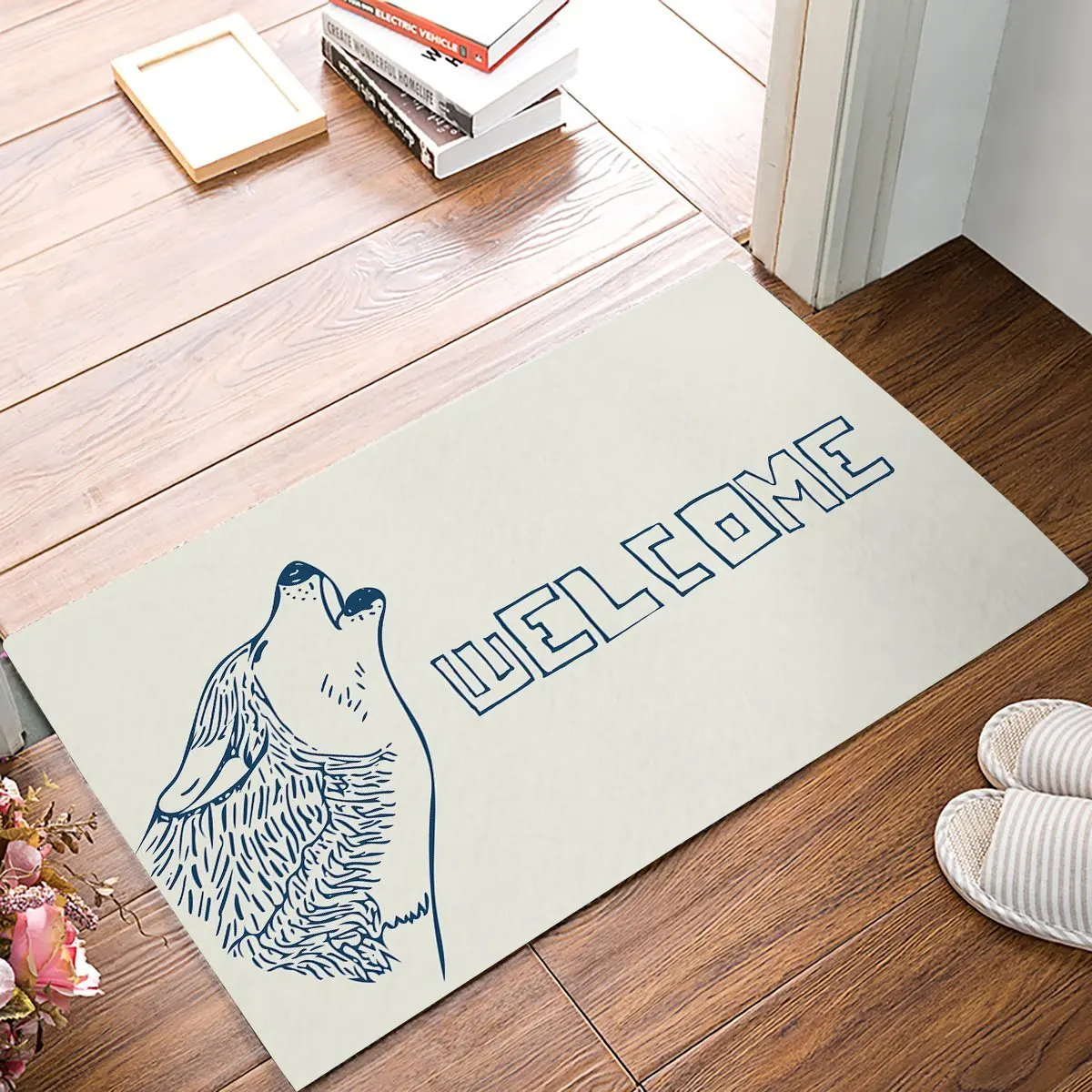 Впитывающий Коврик для входной двери впитывающий темно-синего цвета с волчьим