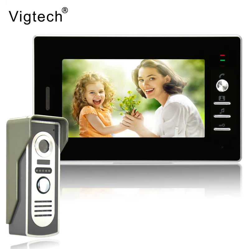 Vigtech 7 дюймов LCD цветной видео домофон система Всепогодная камера ночного видения