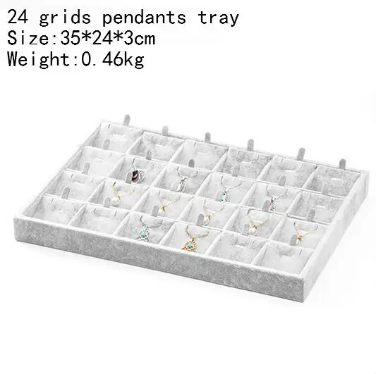24 Pendants tray Классические бархатные лотки для ювелирных украшений ювелирные изделия Органайзер для хранения ювелирных изделий Дисплей держатель, браслеты кольца серьги нефрит Pendan Box Дело - Цвет: 24 Pendants tray