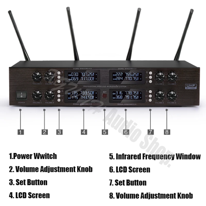 UHF Регулируемая частота 8 бежевый крючок для гарнитуры Mic цифровой аудио
