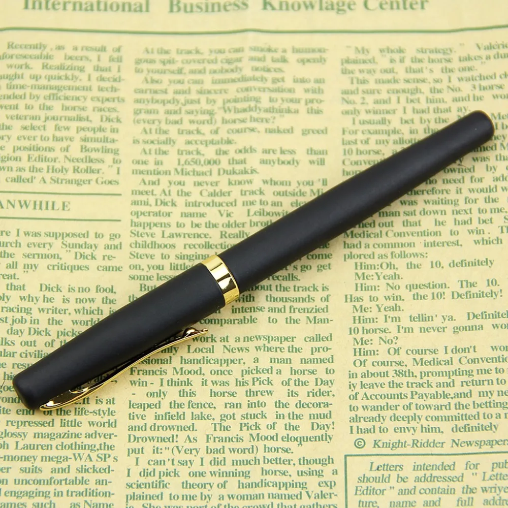 

High Quality Black Fountain Pen 22KGP M Nib Set New