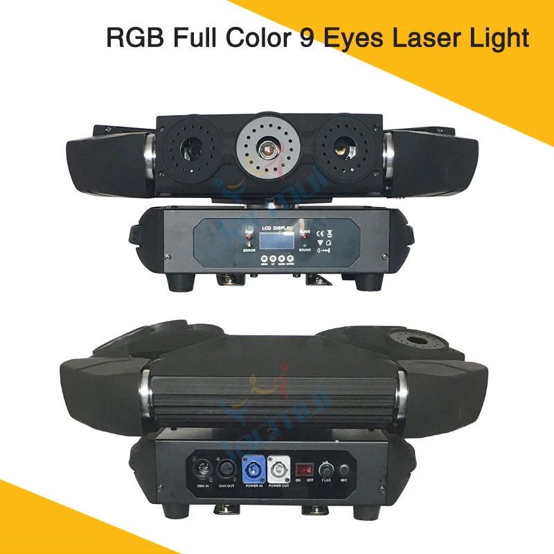 (2 шт./лот) 9 глаз движущийся лазерный свет RGB цвет треугольник паук Dj диско клуб