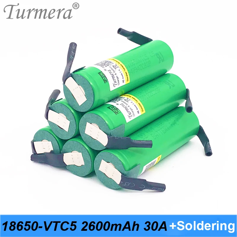 Литиевая аккумуляторная батарея 18650 vtc5 us18650vtc5 2600 мАч 30a для отвертки shura + полоски