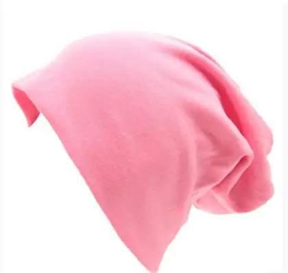 M028 Pink Зимние шапки, осенние шапки, 20 цветов, Женская Шапка-бини, Женская хлопковая однотонная высококачественная повседневная многофункциональная шапка Skullies - Цвет: M028 Pink