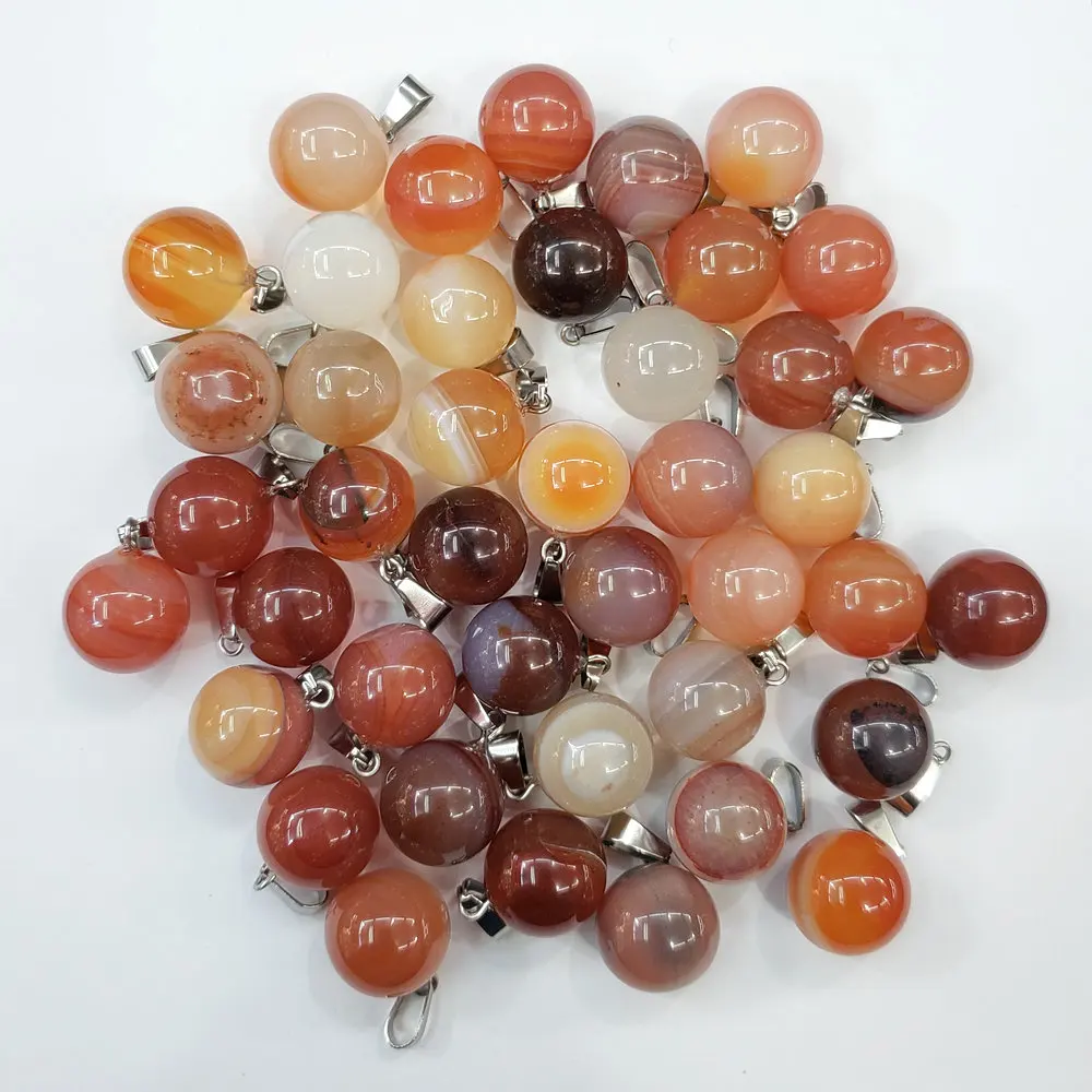 red onyx 50 шт./лот модные рейки лучшие продажи Ассорти натуральные камни круглый шар Форма Подвески подходит для изготовления ожерелья бесплатно - Окраска металла: red onyx