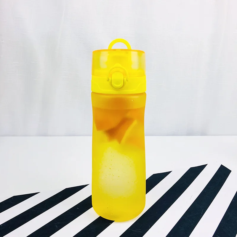 Yellow Спортивная бутылка для воды с защелкой и ручкой-переноской с широким горлышком, пластиковая защита от протечек для детей, девочек, путешествий, розовый, желтый - Цвет: Yellow