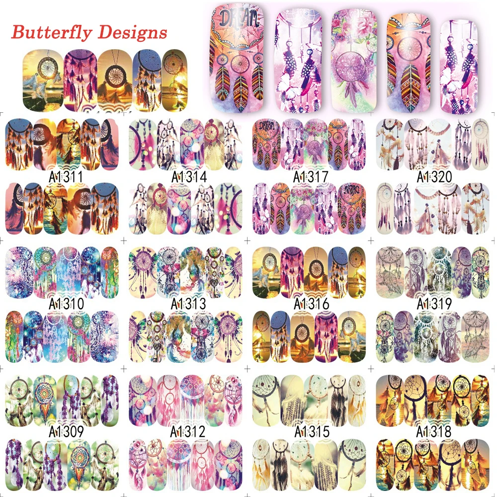 Модный стиль наклейки для ногтей в виде совы Ловец снов Водные Переводные