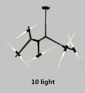 10 light Современная вращающаяся металлическая ветка, светодиодная люстра G9 для гостиной, подвесная люстра, светодиодное освещение для помещений - Цвет абажура: 10 light
