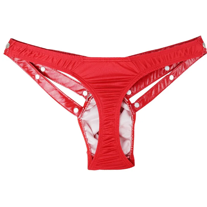Мужские стринги с заниженной талией из искусственной кожи трехмерным вырезом