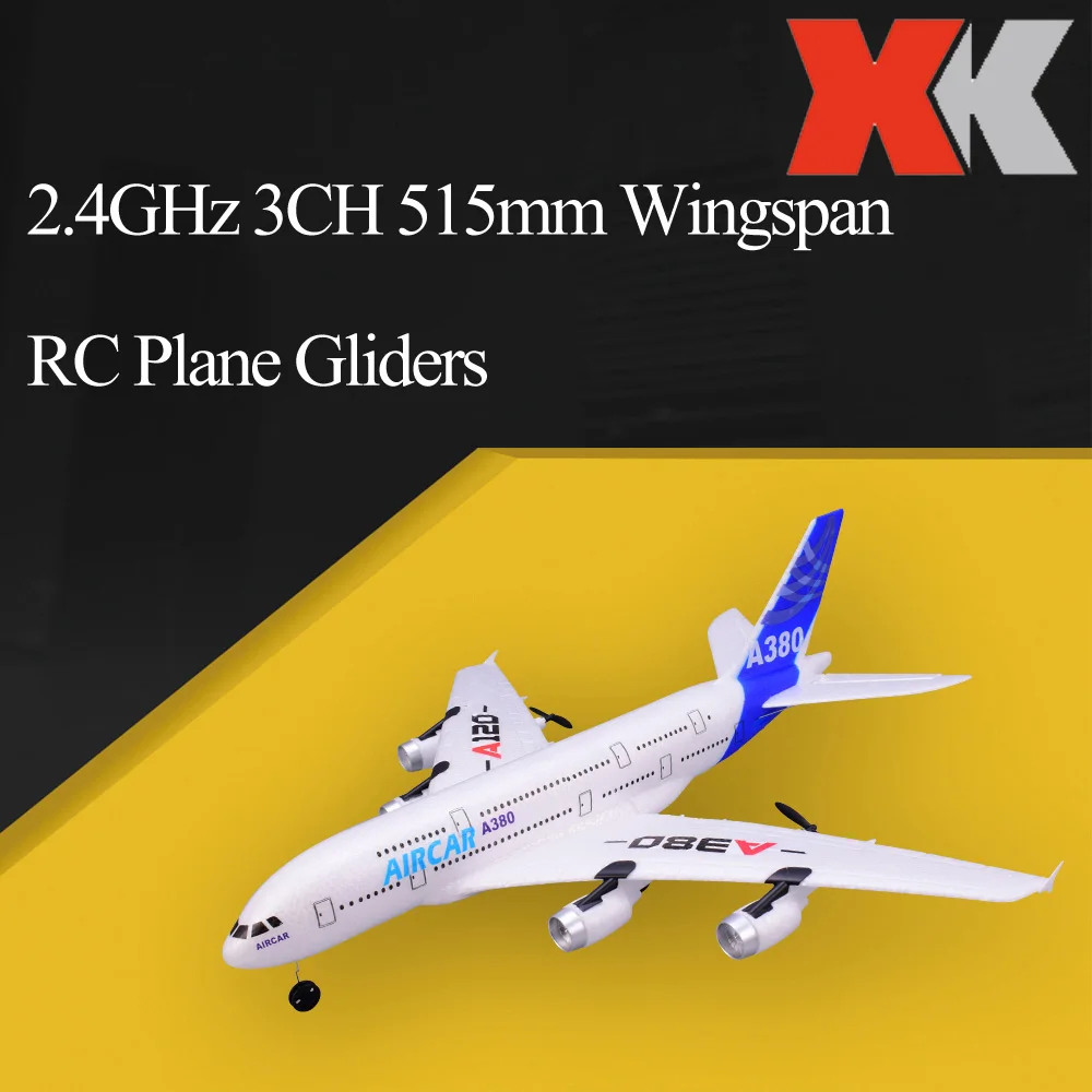 WLTOYS XK A120 A380 RC самолет 2 4 ГГц 515 мм Wingspan 3CH радиоуправляемый планер с полым мотором