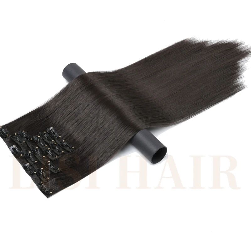 LISI HAIR 55 см длинный 16 заколок для наращивания волос прямой шиньон синтетические