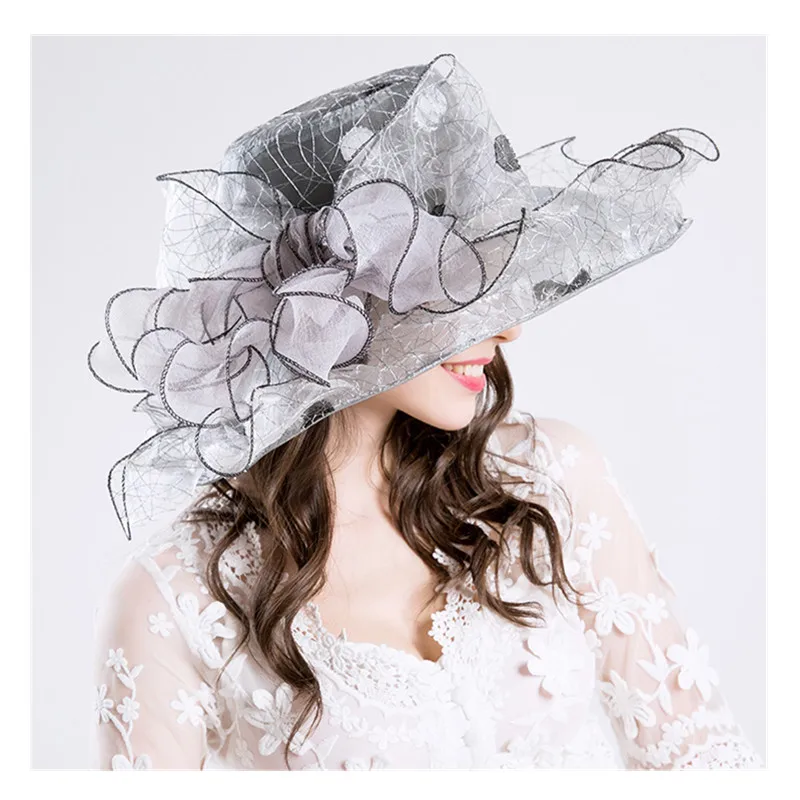 Модная женская сетчатая шляпа в горошек Kentucky Derby с большим бантом и широкими